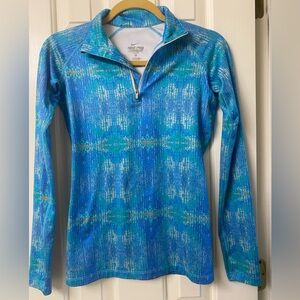 Nike Pro Combat Dri—Fit Fitted Women's Blue Long Sleeve 3/4 Zip Top Size XS